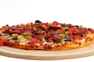 Mixed pizza on a white background