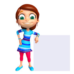 Obraz premium 3D Render of Little Girl with white board