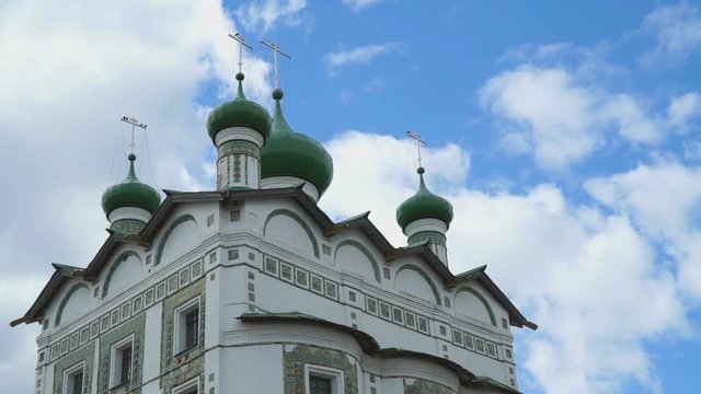 Domes with crosses of the Orthodox monastery