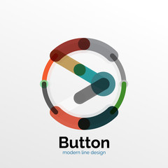 Thin line design geometric button, flat illustration