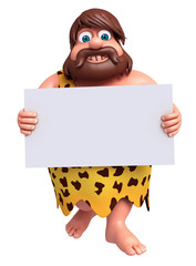 Cartoon caveman with a white board