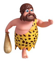 Cartoon caveman with running pose