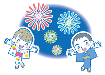 花火　笑顔のカップル