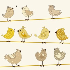 Set of cute stylized birds