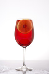  fresh sangria in glass on white background
