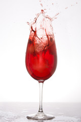 Splash of fresh sangria in glass
