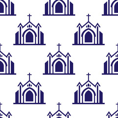 Church seamless pattern background. Vector graphic design illustration