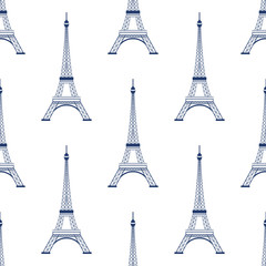 Eiffel tower paris seamless pattern background. Vector graphic illustration
