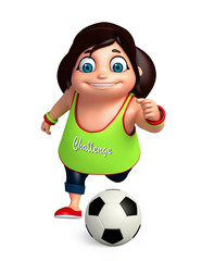 3D Render of Little Girl with playing football