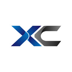 Modern Simple Initial Logo Vector Blue Grey Letters xc