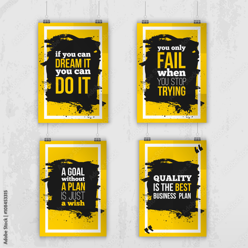 Wall mural set of posters about motivation inspiration. vector typography quote banner design concept. poster m