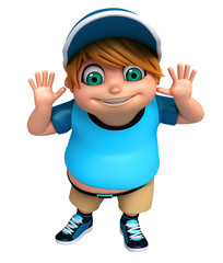 3D Render of Little Boy with funny pose