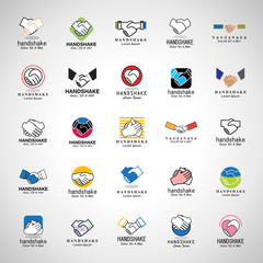 Handshake Icons Set-Isolated On Gray Background-Vector Illustration,Graphic Design. Collection Of Handshake Logotype.Business Concept
