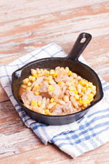 Meat stew with beans and corn