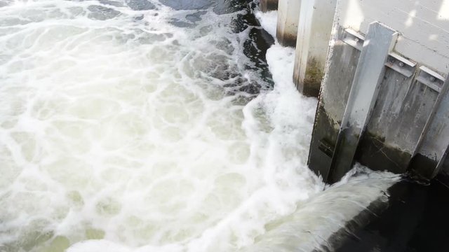 Weir on a river stream. Havel River (Germany)