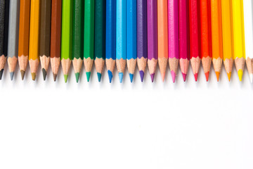 Color pencil on white background