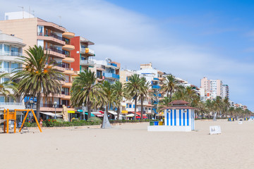 Coastal street and public sandy beach, Calafell © evannovostro