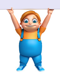 3D Render of Little boy with white board