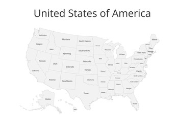 Fototapeta na wymiar Map of the USA. Image with clipping path and name of states. Vector illustration.
