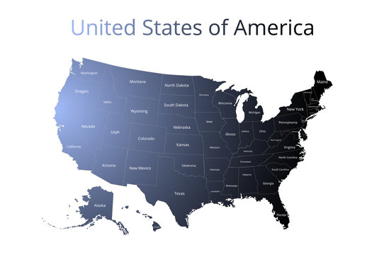 Map of the USA. Image with clipping path and name of states. Vector illustration.