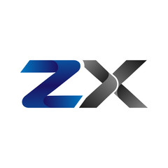 Modern Simple Initial Logo Vector Blue Grey Letters zx