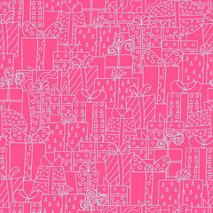 Seamless pattern with cute giftboxes