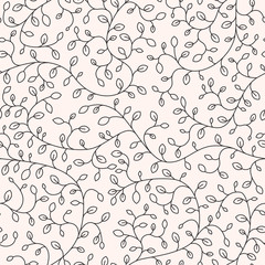 Floral background with leaves, seamless pattern. Line design, vector illustration, EPS 10