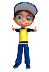 3D Render of Little boy thumbs up pose