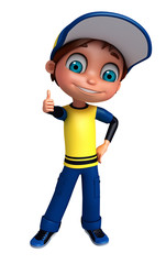 3D Render of Little boy thumbs up pose