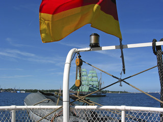 View from an historical sailing ship at the Kiel Week