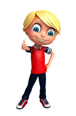 3D Render of Little boy thumbs up pose