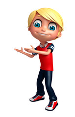 3D Render of Little boy pointing pose