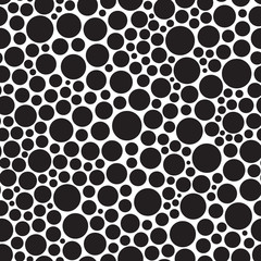 Circle background, seamless pattern, black and white, vector illustration