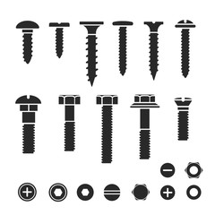 Silhouettes of wall bolts, nuts and screws - obrazy, fototapety, plakaty