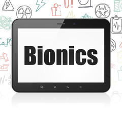 Science concept: Tablet Computer with Bionics on display