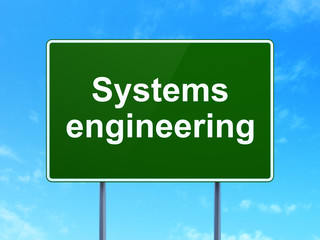 Science concept: Systems Engineering on road sign background