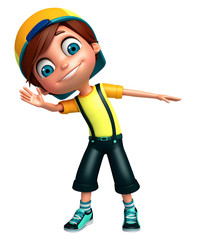 3D Render of Little boy funny pose