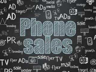 Advertising concept: Phone Sales on School board background