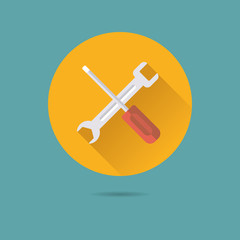 screwdriver and wrench tools flat design vector icon