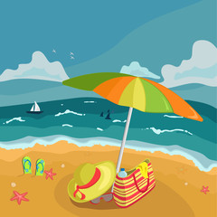 Fototapeta na wymiar vector illustration of a warm summer day at sea
