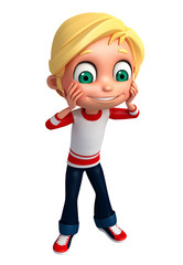 3D Render of Little boy funny pose