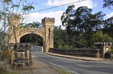 Fototapeta na wymiar Hampden suspension bridge build in 1898, Kangaroo Valley, NSW Australia