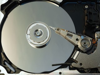 Close-up computer hard disk drive