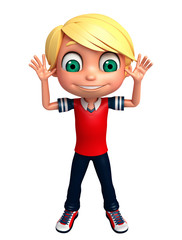 3D Render of Little boy funny pose
