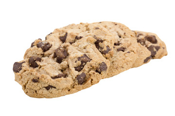 Chocolate chip cookie isolated on white background