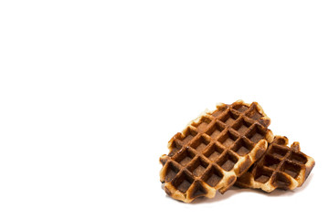 Two fresh belgian waffles isolated