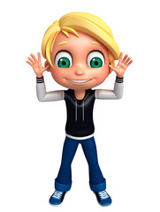 3D Render of Little boy funny pose