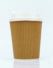 Blank takeaway coffee cups on white background
