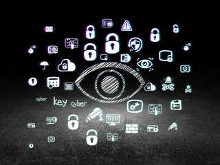 Security concept: Eye in grunge dark room