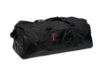 Large travel big black bag on white background